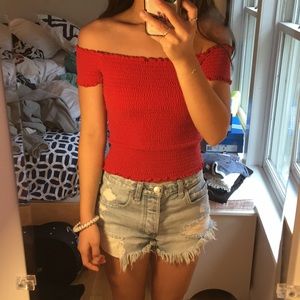 Smocked off the shoulder top